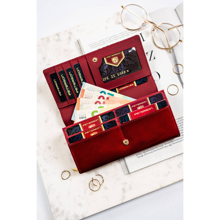 Damen-Geldbörse aus Leder mit Klappe in Rot – Peterson