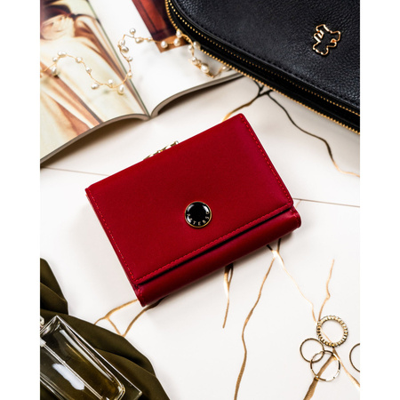 Mittelgroße, rote Damen-Geldbörse aus Natur- und Öko-Leder – Peterson