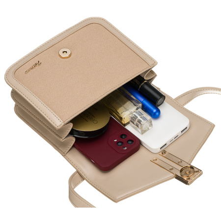 Damen-Umhängetasche aus Kunststoff in Beige mit Magnetverschluss – Peterson