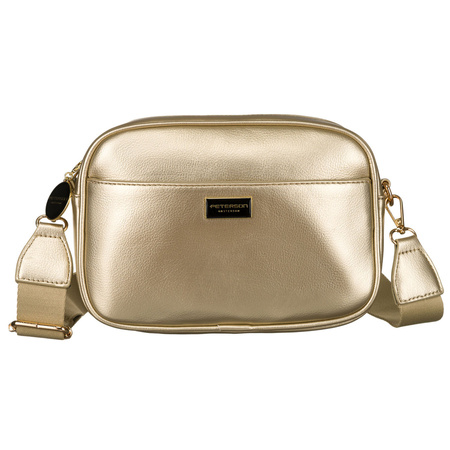 Goldene glänzende Damen Umhängetasche aus Öko-Leder – Peterson