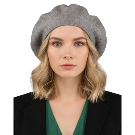 Warmer, grauer Damen-Beret aus Acryl – Rovicky