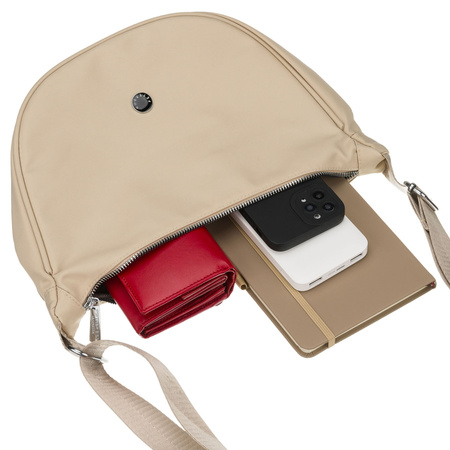 Damen-Umhängetasche aus Polyester in Beige, ein Hauptfach mit einer Außentasche - Peterson