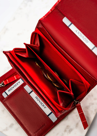 Damen Geldbörse aus echtem Leder mit Druckknopf – Rovicky