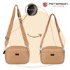 Beige Damen City-Umhängetasche aus Öko-Leder mit zwei Schulterriemen im Crossbody-Stil – Peterson