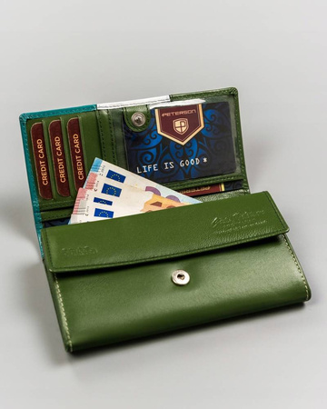 Mehrfarbige Damen Geldbörse aus Leder mit Druckknopf – Peterson