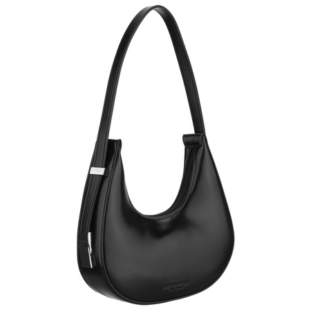 Schwarze Damen-Baguettetasche aus Kunstleder mit Reißverschluss – Peterson