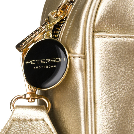 Goldene glänzende Damen Umhängetasche aus Öko-Leder – Peterson