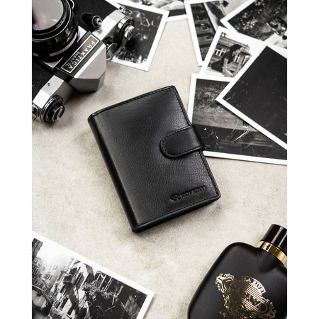 Schwarze Herren-Geldbörse aus Leder mit Führerscheinfach und RFID-Schutz – Rovicky