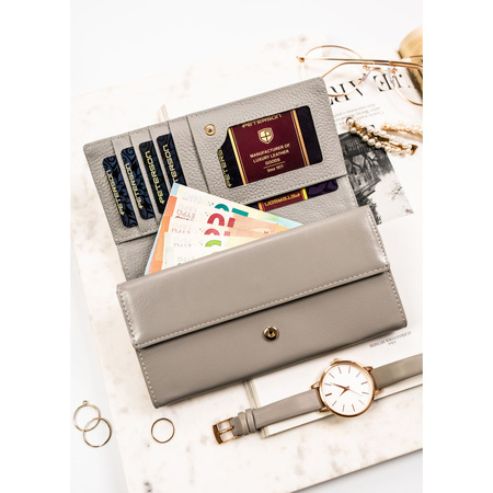 Damen Geldbörse aus Echtleder mit Blumenmuster und Druckknopf – Peterson