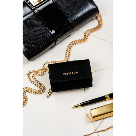 Kleine Damen Geldbörse mit Druckknopf und goldenen Akzenten – Peterson
