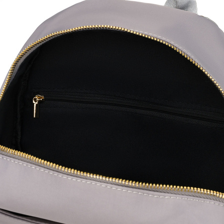 Grauer Damenrucksack aus Nylon und Öko-Leder mit Außentasche - Peterson