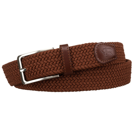Hellbrauner, geflochtener Textilgürtel mit klassischer silberner Schnalle – Rovicky