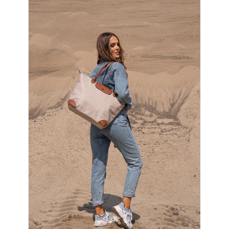 Beige Damen Shopper aus Polyester mit zwei Henkeln – Peterson