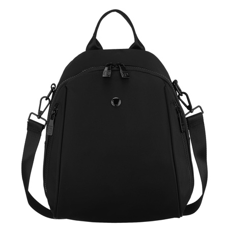 Städtischer, schwarzer Damen-Rucksack aus Polyester, an verstellbaren Trägern befestigt – Peterson