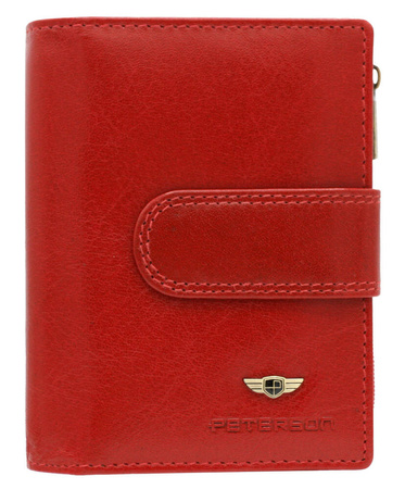 Mittelgroße Damen Geldbörse aus Leder mit Druckknopf und Reißverschluss – Peterson