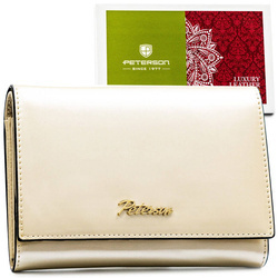 Mittelgroße Damen Geldbörse in Beige mit Platz für Fahrzeugschein – Peterson