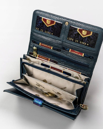 Große Damen-Geldbörse aus Naturleder mit Druckknopf - Peterson