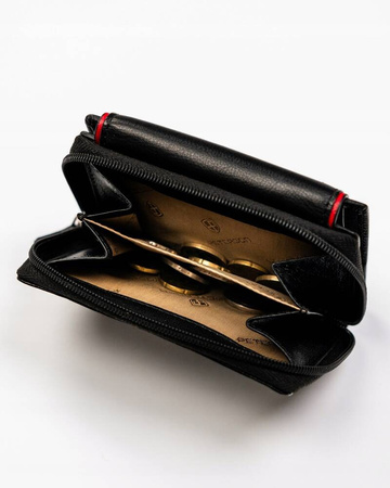 Kleine Damen Geldbörse aus Leder mit Druckknopf und Reißverschluss – Peterson