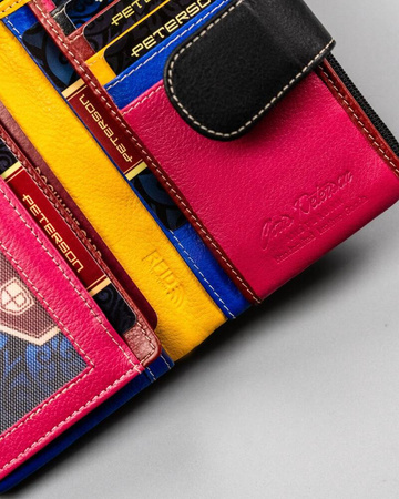 Mittelgroße Damen Geldbörse aus Leder in Schwarz – Peterson