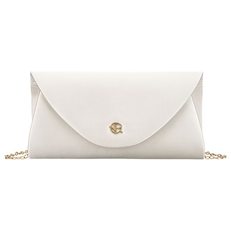 Weiße Damen-Clutch aus synthetischem Stoff, an einer Kette hängend - Rovicky