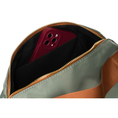 Grün-braune Damen Umhängetasche aus Nylon und Öko-Leder – Peterson