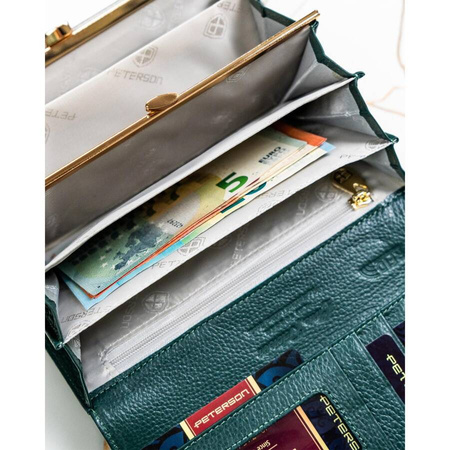 Klassische Damen Geldbörse aus grünem Lackleder als Geschenk – Peterson