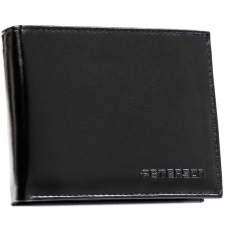 Elegante Herren Geldbörse aus schwarzem Leder ohne äußeren Verschluss – Peterson
