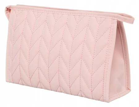 Rosa Damen Kosmetiktasche aus Öko-Leder mit Steppmuster – Peterson