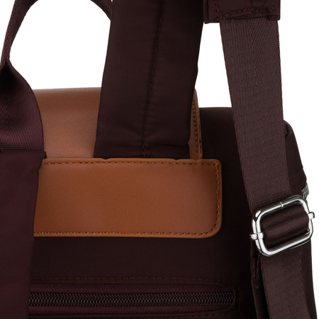 Bordeaux-Brauner Damen-Rucksack aus Polyester mit verstellbaren Trägern – Peterson