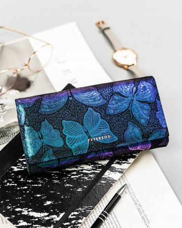 Große Damen-Geldbörse aus Leder mit Druckknopf - Peterson