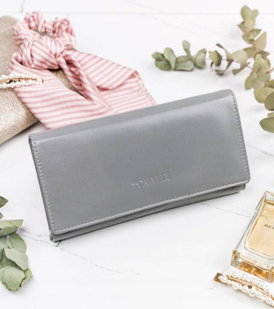 Damen Geldbörse aus Leder im Querformat mit Druckknopf – 4U Cavaldi