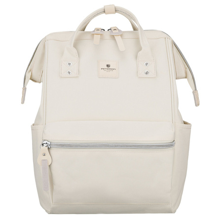 Damen Rucksack aus Polyester in Ecru mit Laptopfach und USB-Anschluss – Peterson
