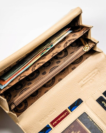 Praktische Damen Geldbörse in Beige mit RFID-Schutz – Peterson