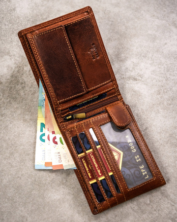 Große Herren Geldbörse aus Leder mit geprägtem Sternzeichenmotiv – Peterson