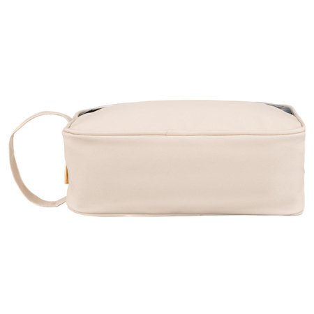 Kosmetiktasche aus Synthetikstoff in Beige mit transparentem Panel – Peterson