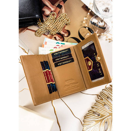 Modische goldene Damen Geldbörse aus lackiertem Echtleder – Peterson