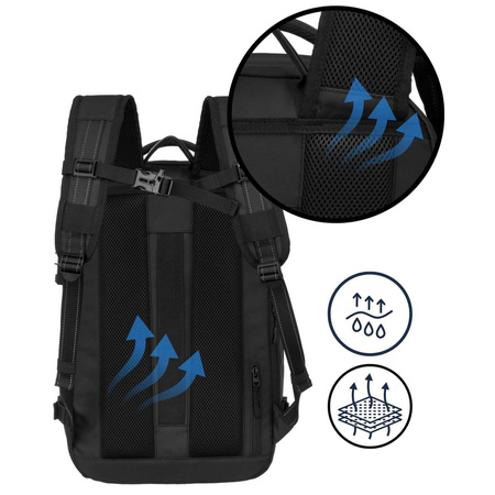 Geräumiger schwarzer Reiserucksack mit Vakuumfach & Laptopfach – Peterson