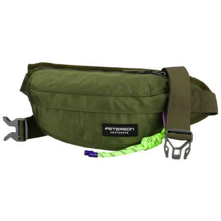 Praktische, geräumige Tasche aus Polyester in grün, geschlossen mit Reißverschluss mit stilvollem Karabinerhaken - Peterson