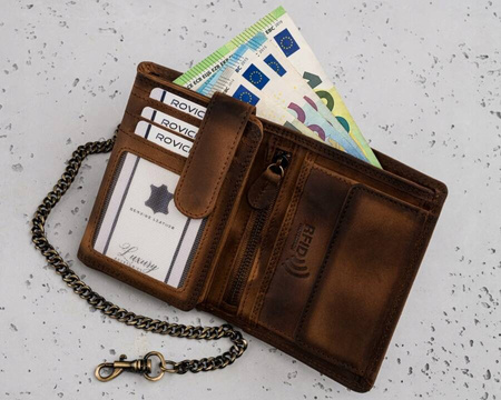 Große Herren Geldbörse aus Leder mit Kette