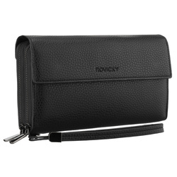 Schwarze Herren-Handgelenktasche aus Öko-Leder, ideal für Dokumente - Rovicky