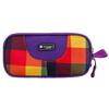 Schuletui aus Polyester mit Karomuster, zweifach unterteilt mit Reißverschlüssen - Peterson