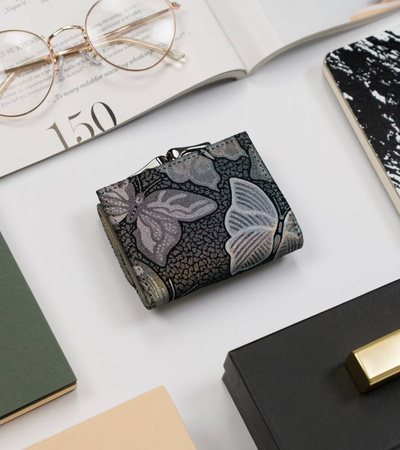 Damen Münzbörse aus Leder mit Schmetterlingsmuster – Lorenti