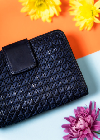 Marineblaue Damen Geldbörse für Dokumente und Karten mit RFID – Rovicky