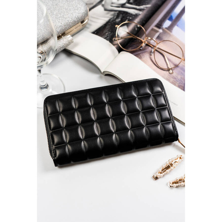 Modische Damen-Geldbörse mit Reißverschluss, goldenen Beschlägen und gesteppter Textur – Peterson