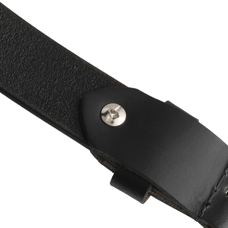 Aus Leder, schwarzer Damen Gürtel mit silberner, klassischer Schnalle – Peterson