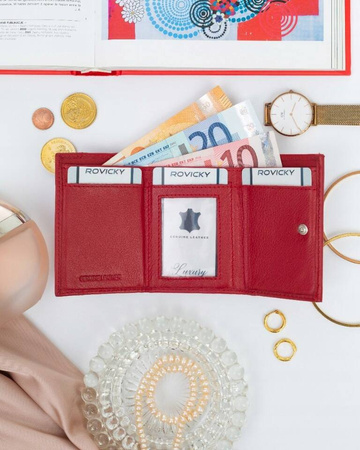 Kleine Damen Geldbörse mit Druckknopf aus echtem Leder – Rovicky