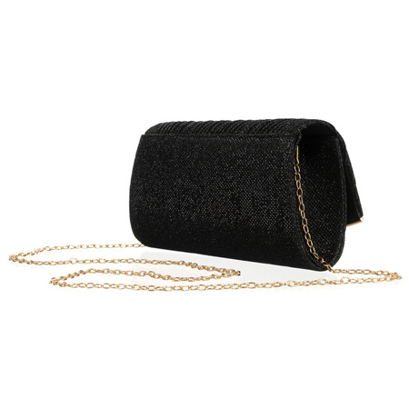 Elegante schwarze Damen Clutch mit Raffung aus Synthetik – Rovicky