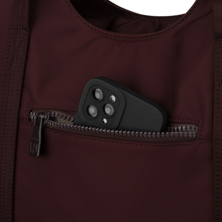 Bordeauxfarbener Damen-Shopper aus Polyester, einteilig und mit Reißverschluss – Peterson