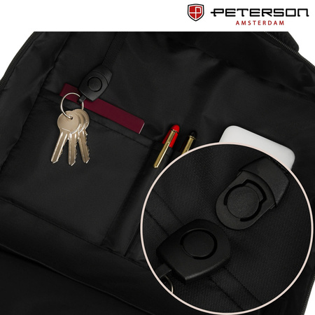 Schwarzer Reise-Rucksack, ideal als Handgepäck für das Flugzeug - Peterson