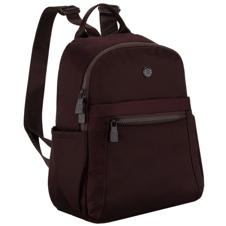 Bordeauxfarbener Damen-Rucksack aus Polyester, an verstellbaren Trägern hängend – Peterson